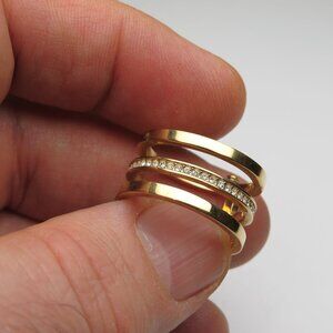 18k Gold Sterling Silver Diamond Band Ring